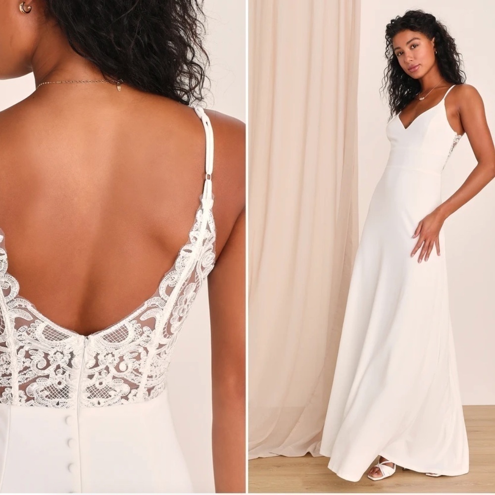 LULUS Bridal Wedding Elegant Sophisticated Sexy Floral Mermaid Trumpet Gown